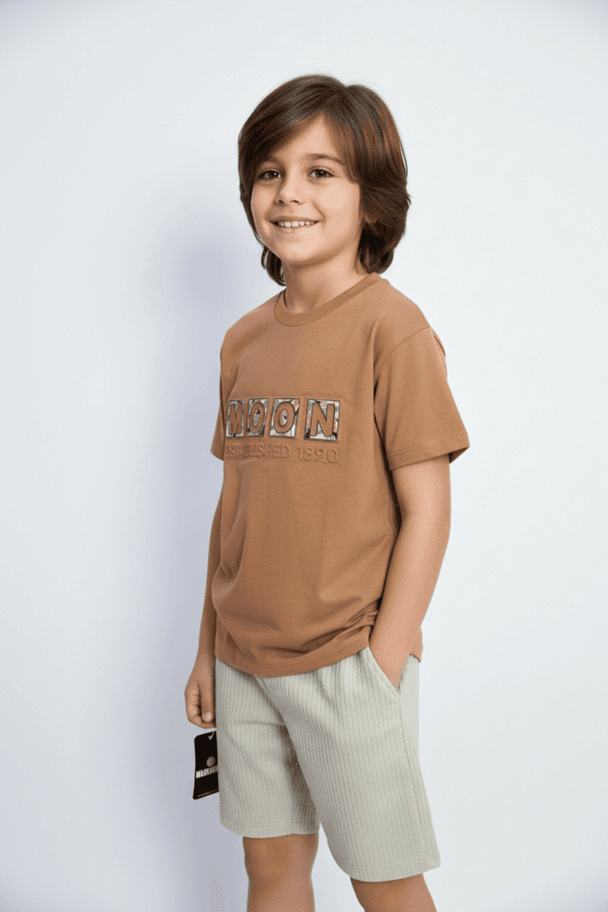 CmK Boys Cotton T-Shirt and Shorts Set - Brown (5 Years)