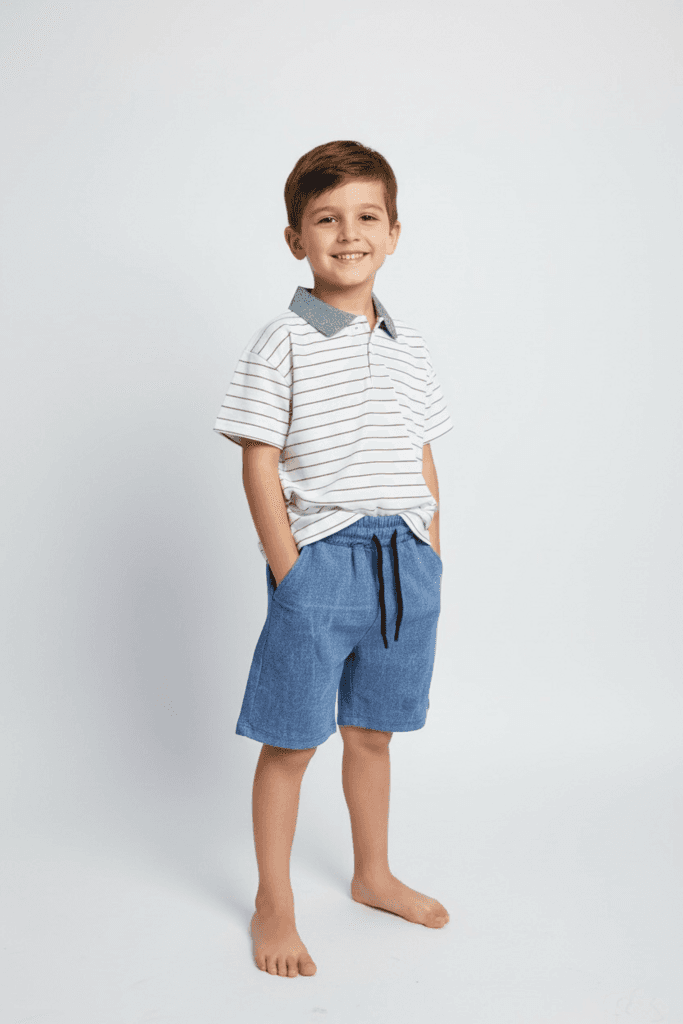 CmK Boys Cotton Polo T-Shirt & Shorts Set - White2 (5 Years)