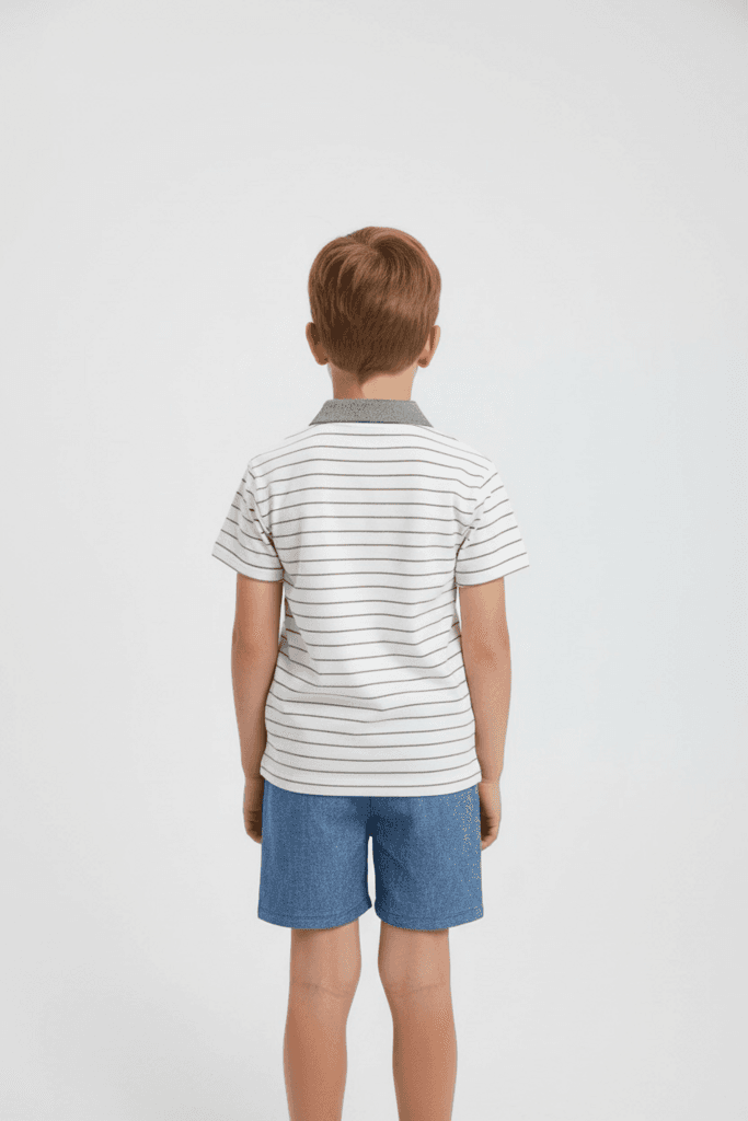 CmK Boys Cotton Polo T-Shirt & Shorts Set - White2 (5 Years) 2