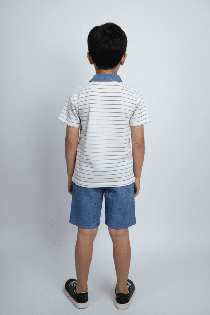 CmK Boys Cotton Polo T-Shirt & Shorts Set - White (5 Years) 2