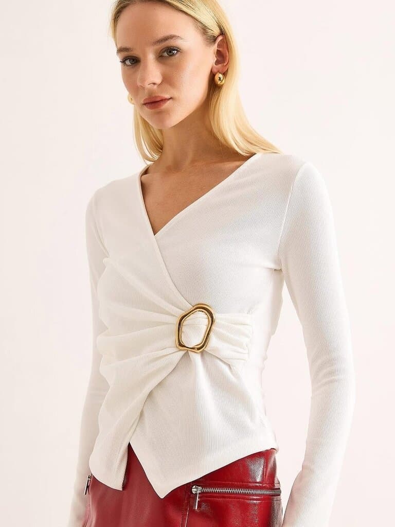 Cazibe Women's Blouse - White (S) 3