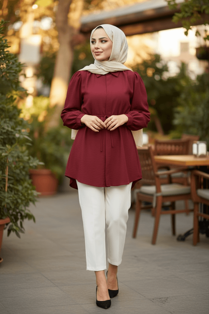 She Olive Women's Long Sleeve Shirt - Dark Red (38)