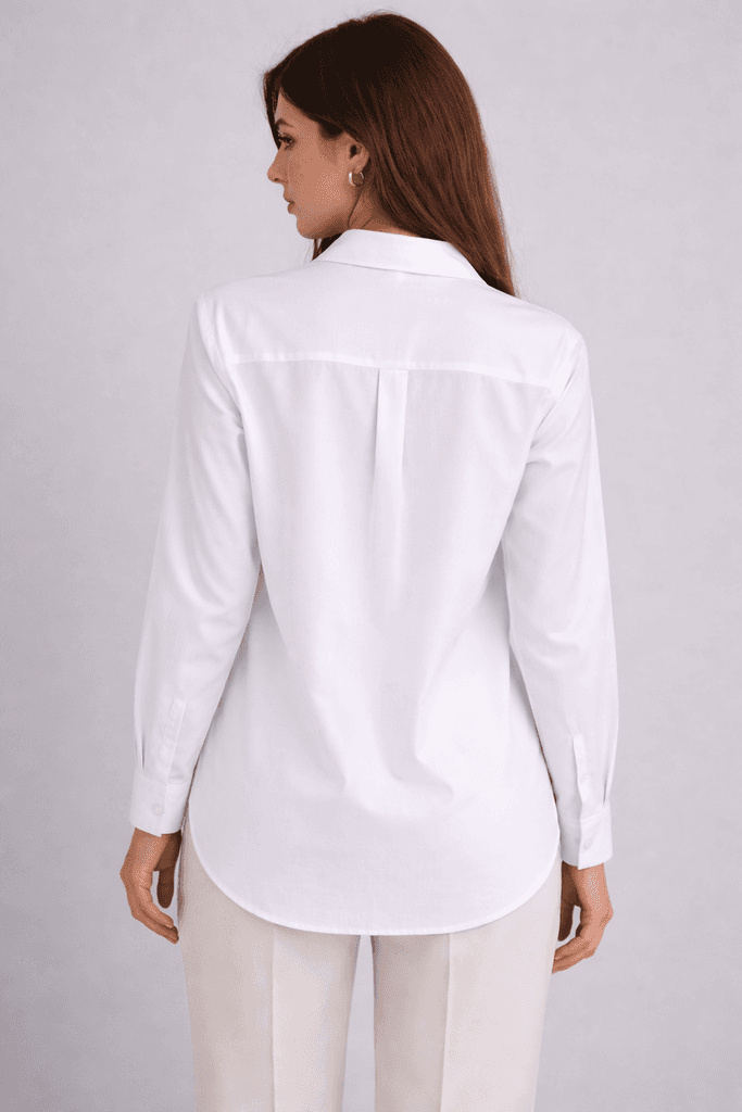 Kasideo Women's Long Sleeve Cotton Shirt - White (M) 2