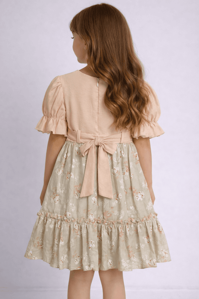 Neo Style Girls Floral Cotton Dress - Light Green (1 Year) 2