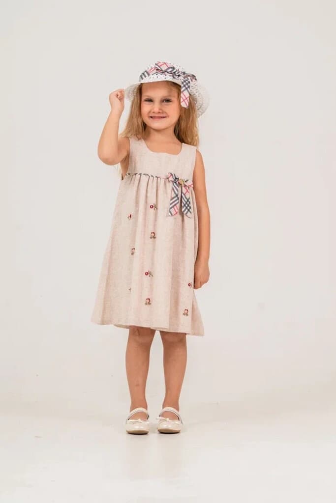 Moda Pampal Girl's Sleeveless Cotton Dress - Light Brown (2 Years)