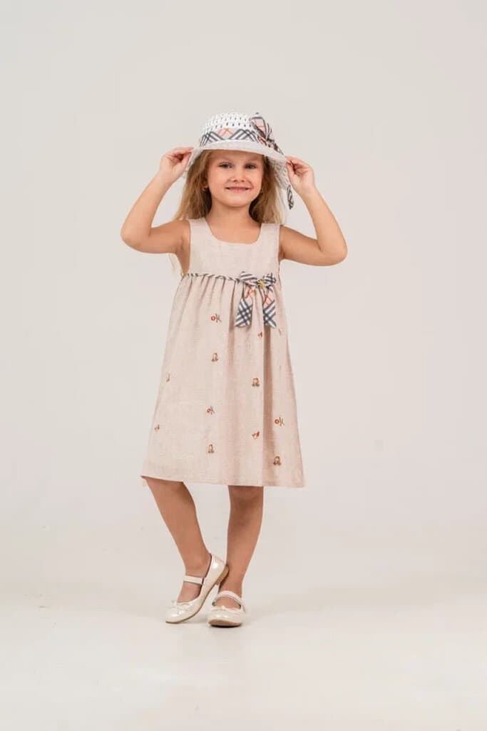 Moda Pampal Girl's Sleeveless Cotton Dress - Light Brown (2 Years) 2