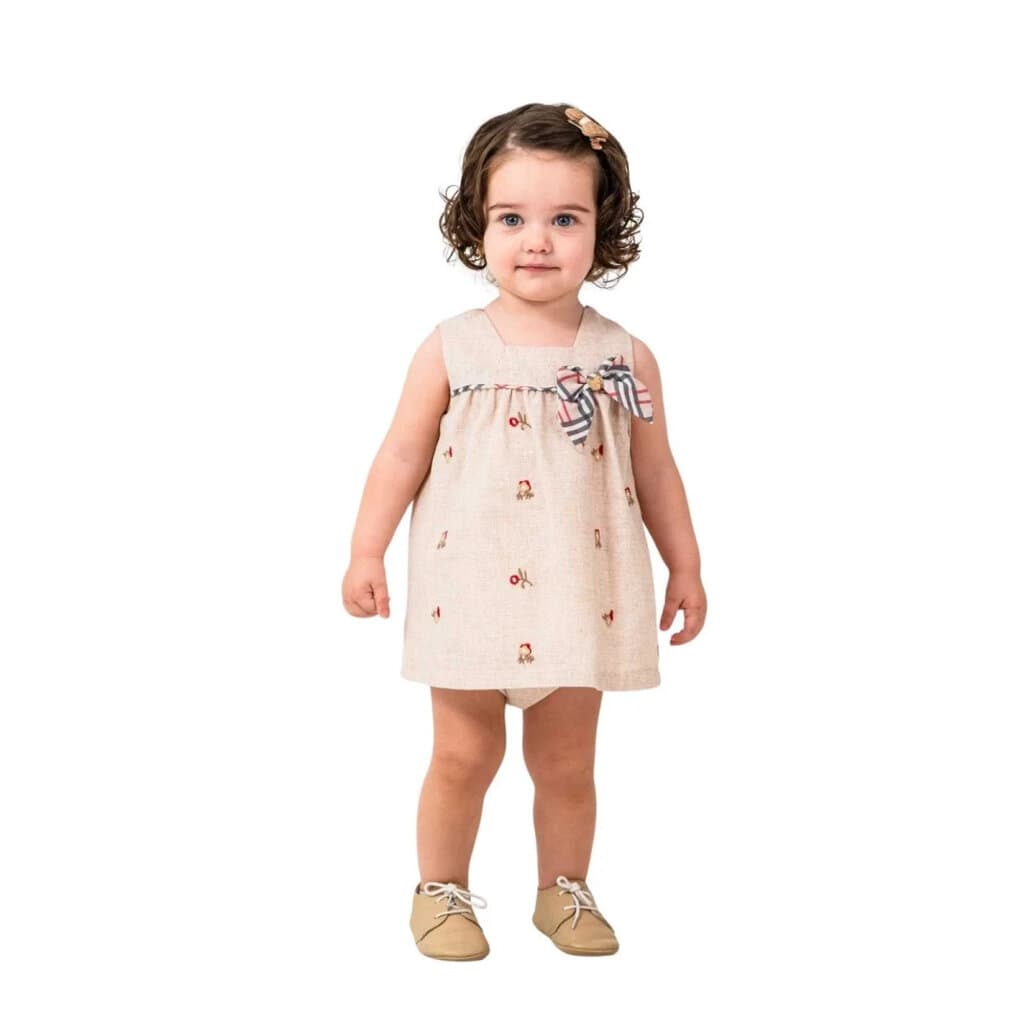 Moda Pampal Baby Girl Cotton Sleeveless Dress - Light Brown (6-9 Months)