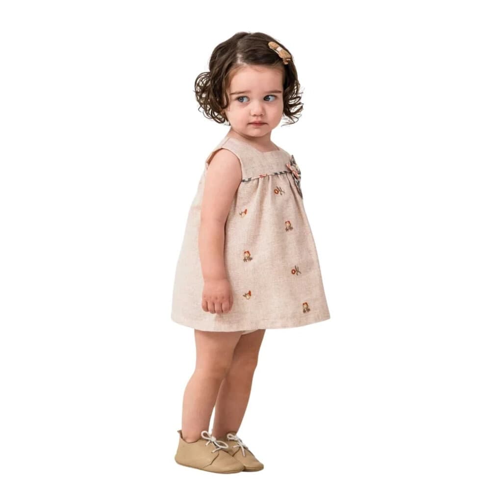 Moda Pampal Baby Girl Cotton Sleeveless Dress - Light Brown (6-9 Months) 2