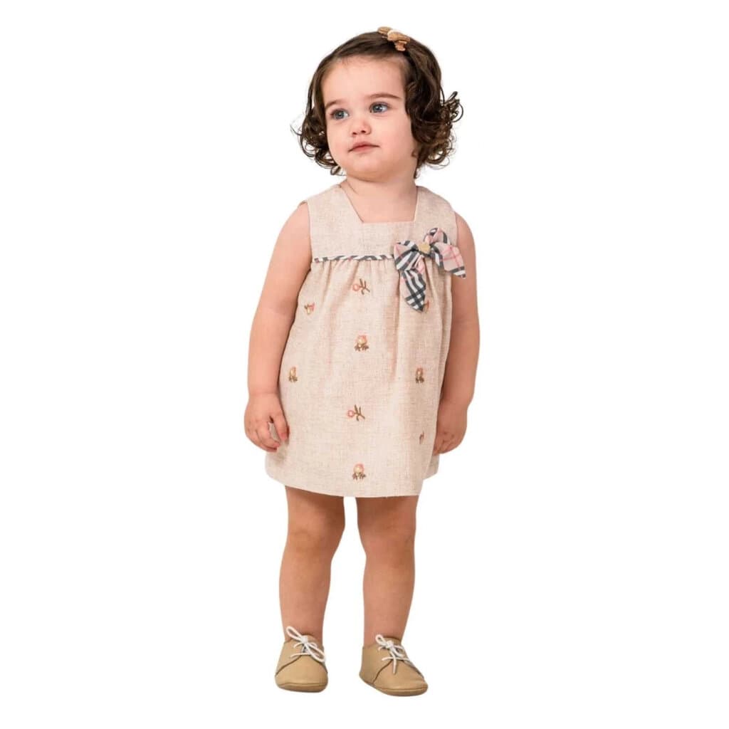 Moda Pampal Baby Girl Cotton Sleeveless Dress - Light Brown (6-9 Months) 3