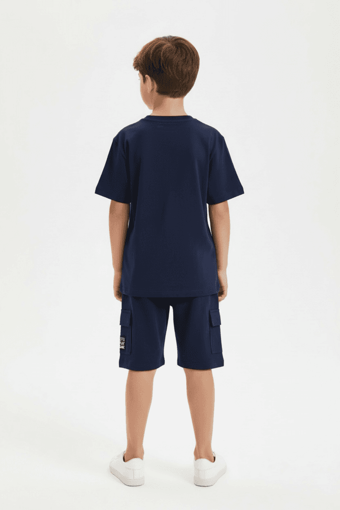 Yavrucak Life Boys Cotton Printed T-Shirt & Shorts Set - Navy Blue (5 Years) 2