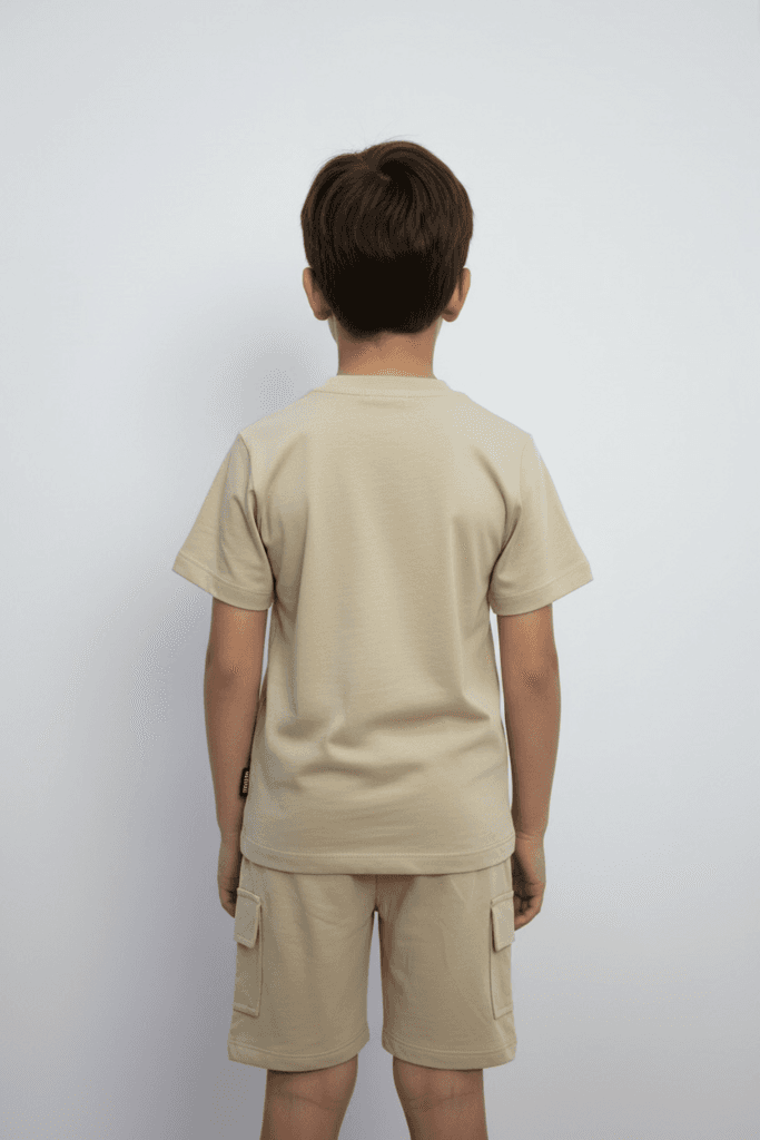 Yavrucak Life Boys Cotton Printed T-Shirt & Shorts Set - Light Brown (4 Years) 2