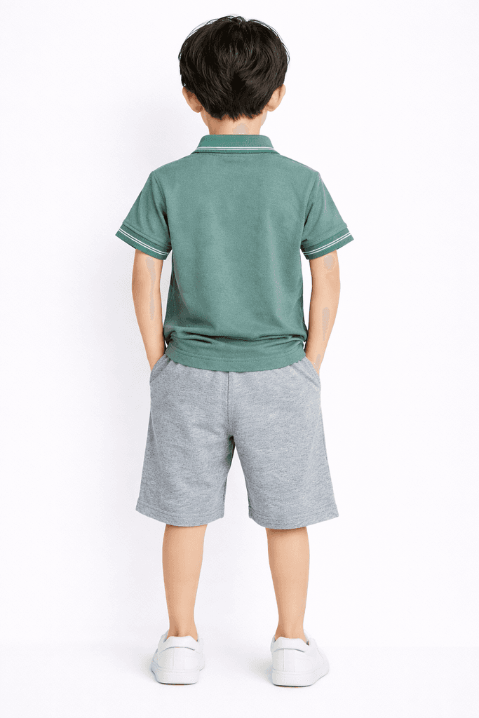 Moda Arpol Boys Cotton Half Zip Polo - Light Green (5 Years) 2