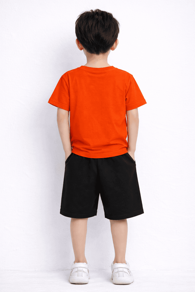 Eren Bey Boys Cotton Printed T-Shirt & Shorts Set - Orange (4 Years) 2