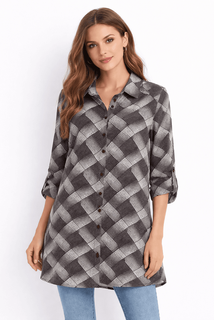 Hisset Women's Large Size Shirt - Dark Gray (46)