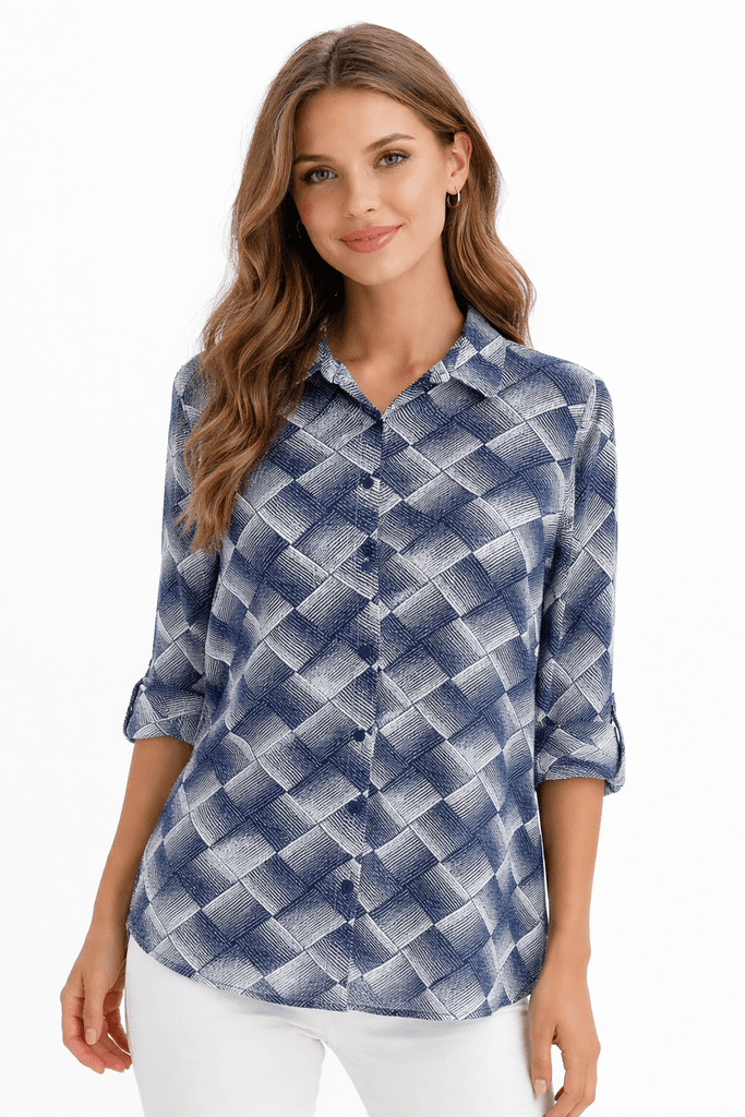 Hisset Women's Large Size Shirt - Navey Blue (46)