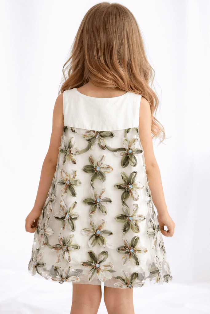 Pampal Baby Girl Floral Chiffon Dress - Green (2 years) 2