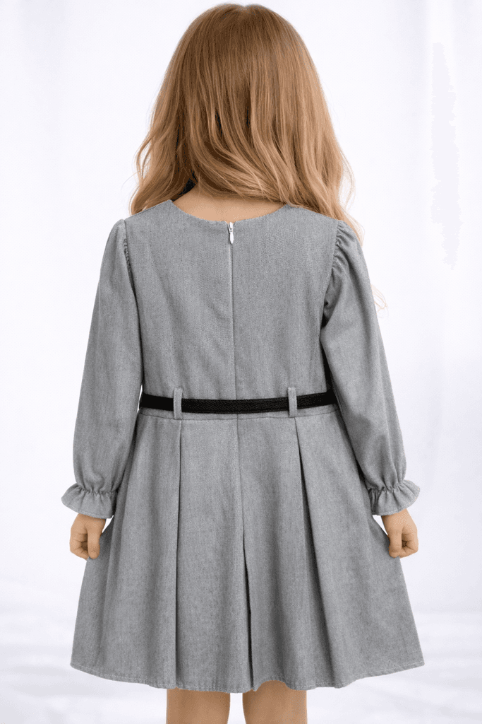 Carmina Baby Girl Cotton Long Sleeve Dress - Gray (2 years) 2