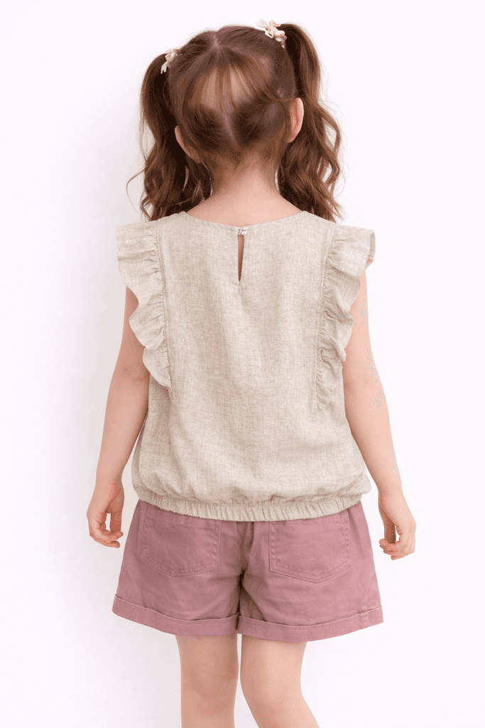 Pampal Baby Girl Cotton Top & Shorts Set - Light Pink (7 Years) 2