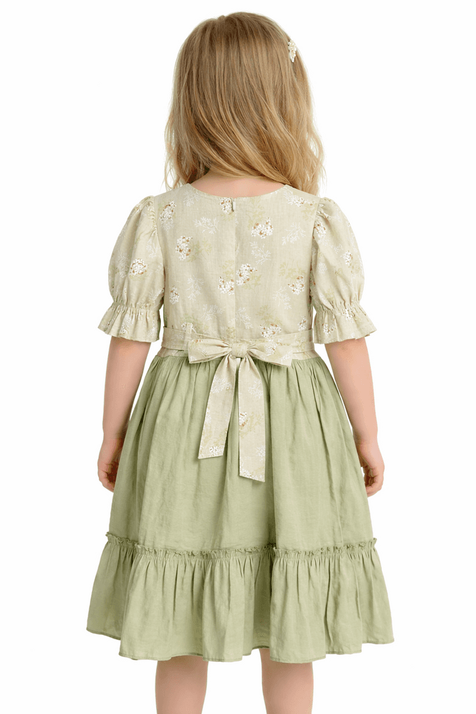 Lotus Baby Girl Floral Cotton Dress - Light Green (5 years) 2