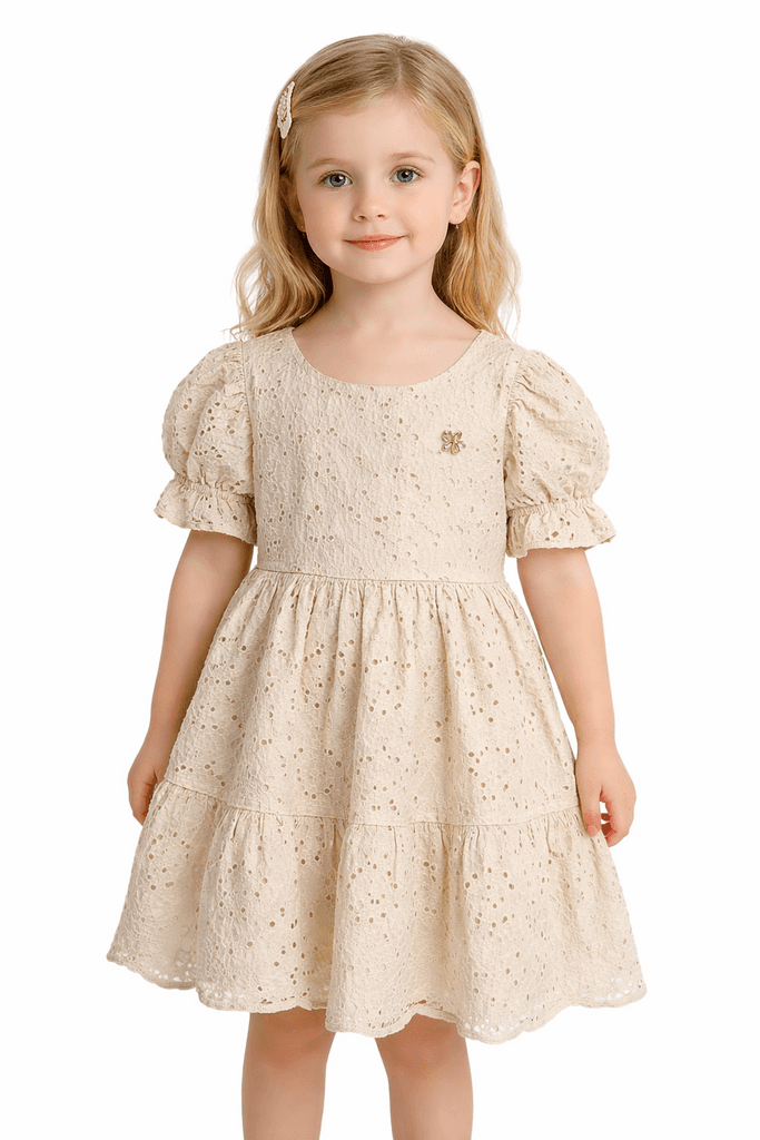 Carmina Baby Girl Cotton Dress - Light Brown (2 years)