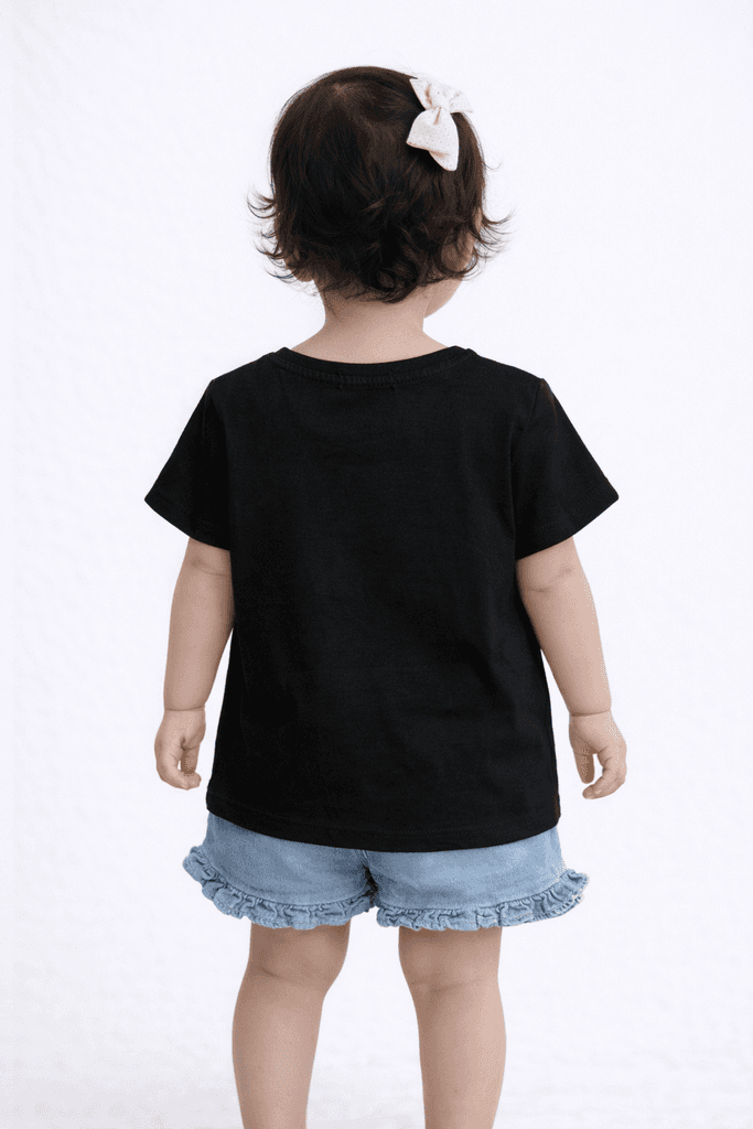 Digiaik Girl's Cotton Printed T-Shirt - Black (1 years) 2