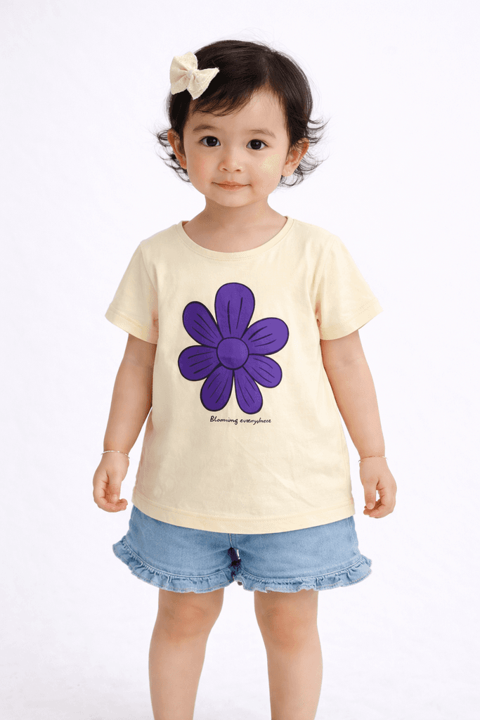 Digiaik Girl's Cotton Printed T-Shirt - Yellow (1 years)