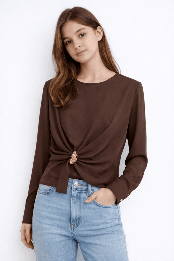 Kinzi Women's Blouse - Brown (S)
