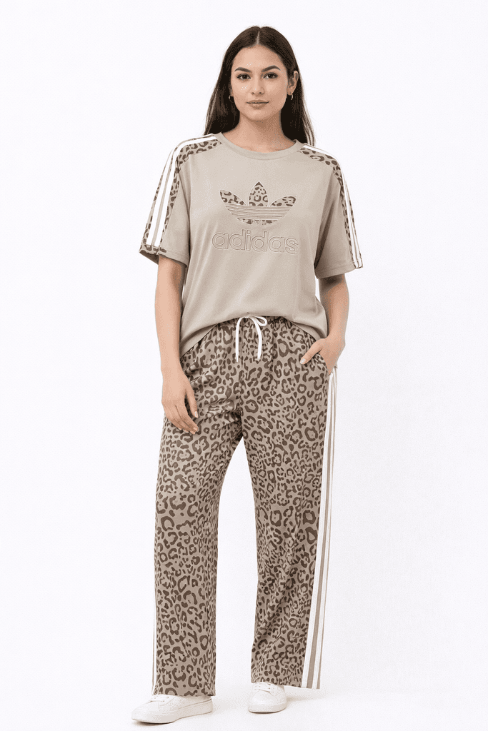 Adidas Women's Cotton Top & Bottom Set - Light Brown (S)