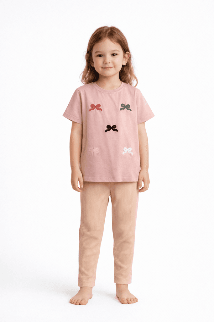 CMK Girls Cotton Pajama Set - Dusty Pink (1 Years)