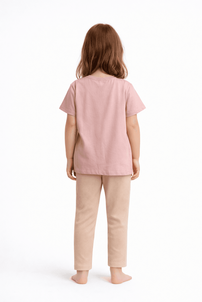 CMK Girls Cotton Pajama Set - Dusty Pink (1 Years) 2