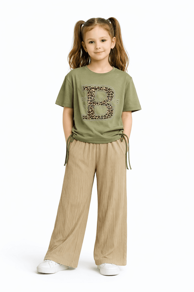 Pretty Life Girls Cotton Pajama Set - Green (5 Years)