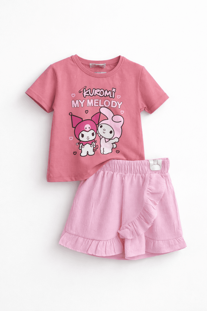 Digiaik Girls Cotton Top & Short Set - Pink (3 Years)