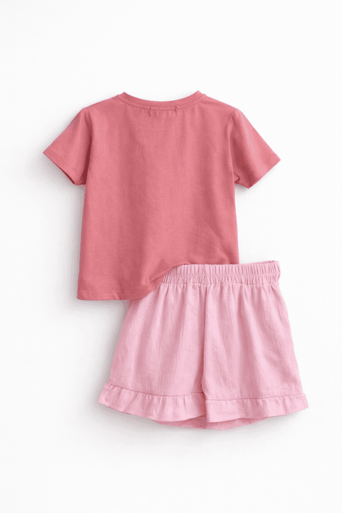Digiaik Girls Cotton Top & Short Set - Pink (3 Years) 2