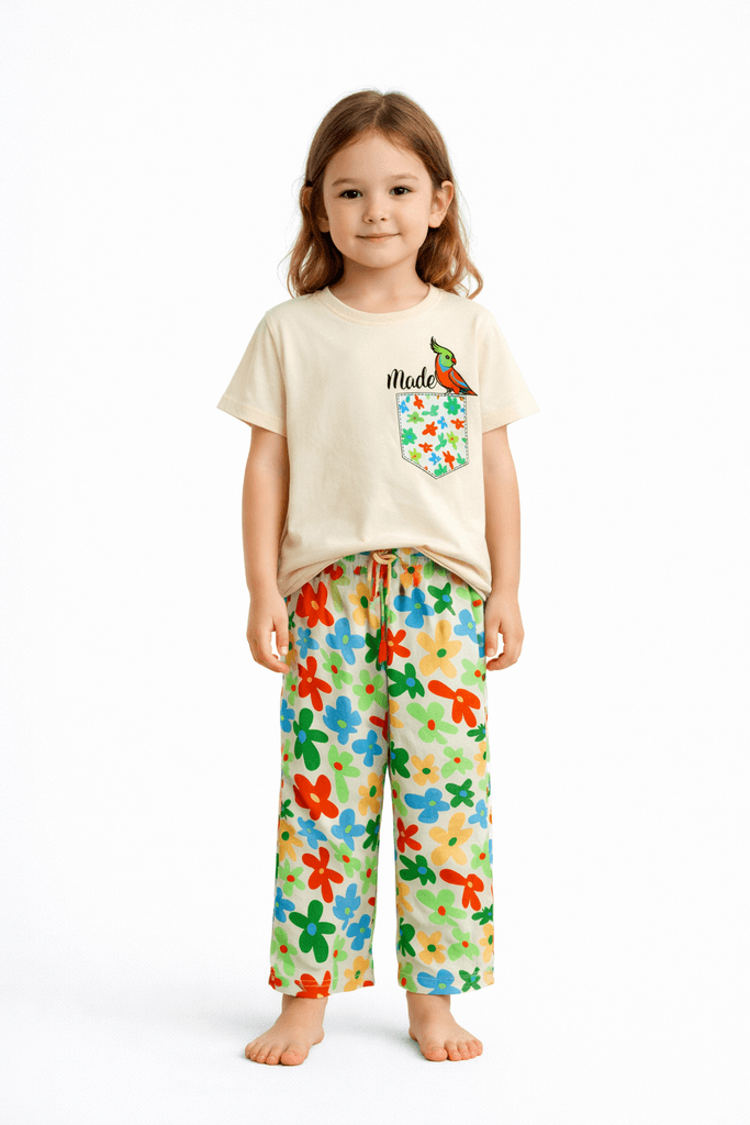 CMK Girls Cotton Pajama Set - Cream (5 Years)
