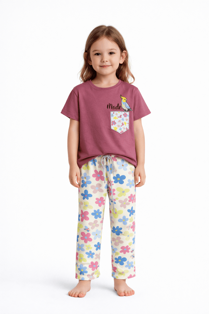 CMK Girls Cotton Pajama Set - Dusty Pink (5 Years)