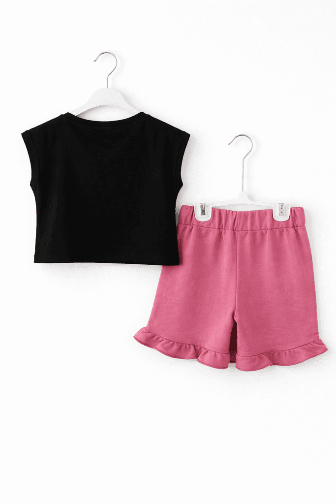 Pandax Girls Cotton Top & Short Set - Black (7 Years) 2
