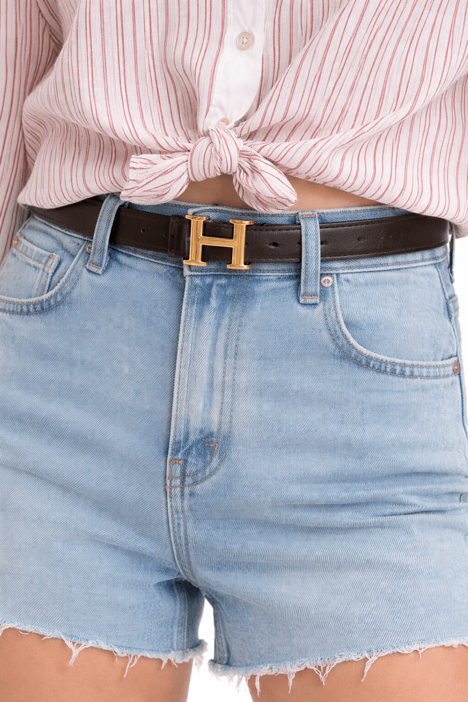 Women's Leather Pants Belt - Dark Brown