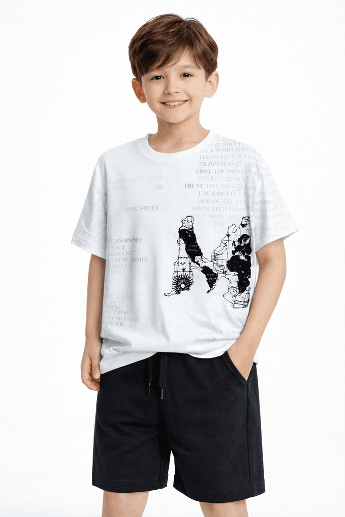 Ruhat Boys Cotton Top & Shorts Set - White (3 Years)