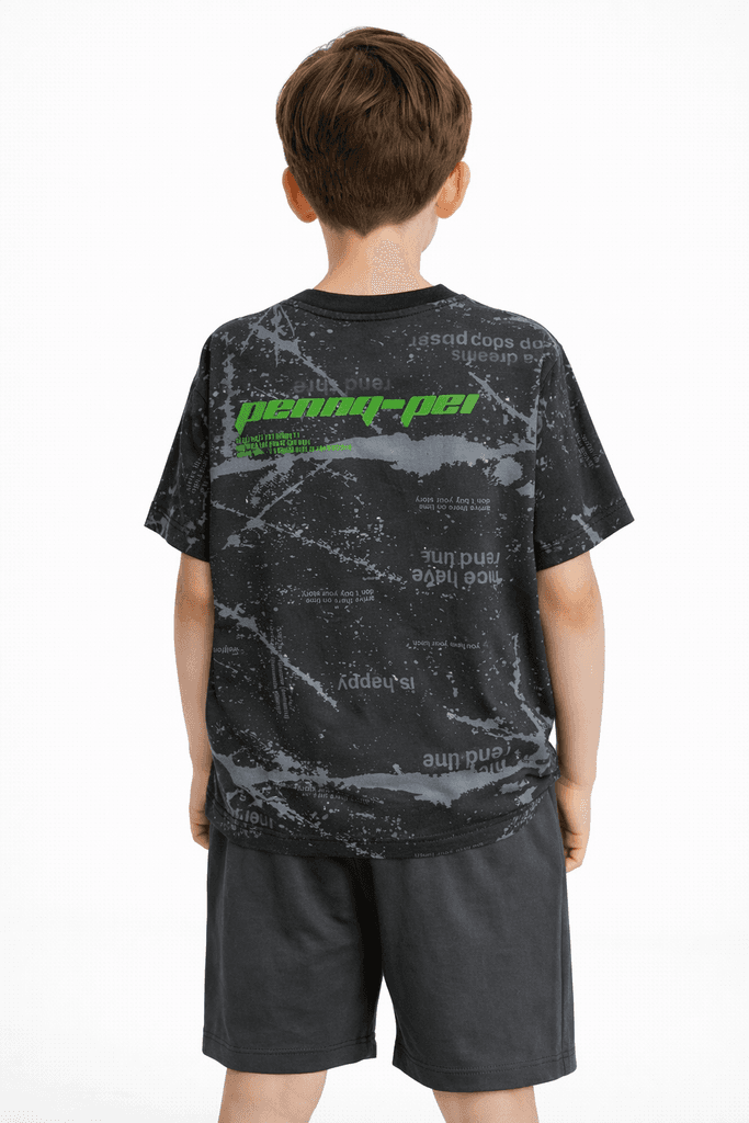 Ruhat Boys Cotton Top & Shorts Set - Dark Gray (8 Years) 2