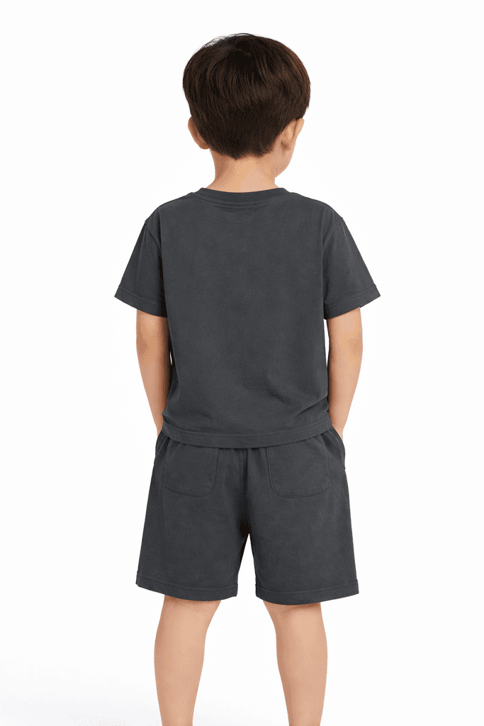 Ruhat Boys Cotton Top & Shorts Set - Dark Gray (7 Years) 2