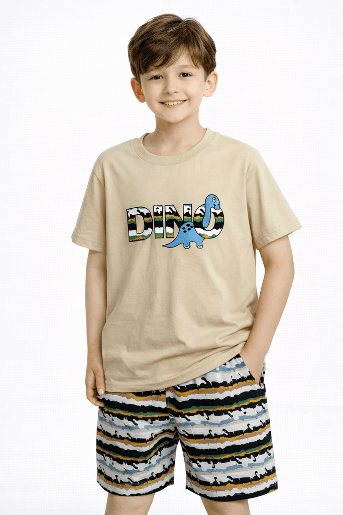 CMK Boys Cotton Top & Shorts Set - Light Brown (4 Years)