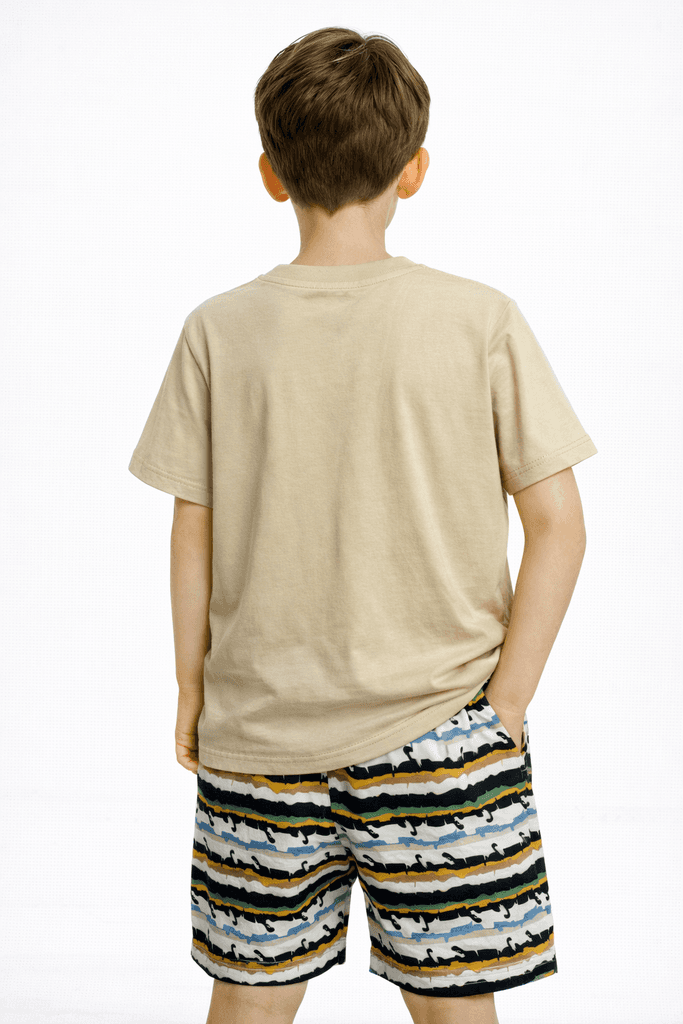 CMK Boys Cotton Top & Shorts Set - Light Brown (4 Years) 2