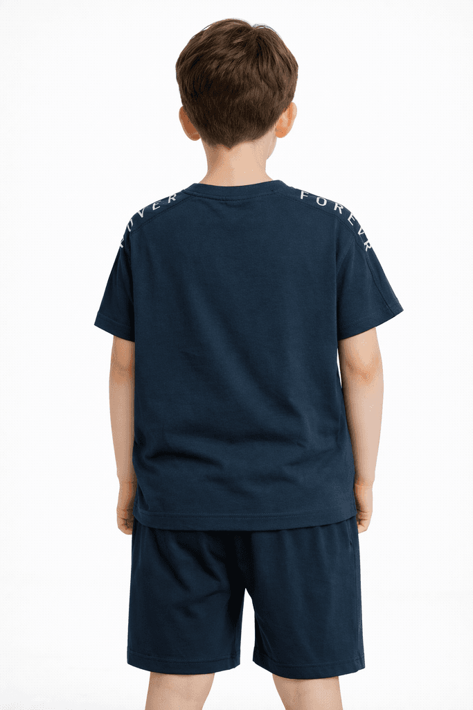 Ruhat Boys Cotton Top & Shorts Set - Navy Blue (3 Years) 2