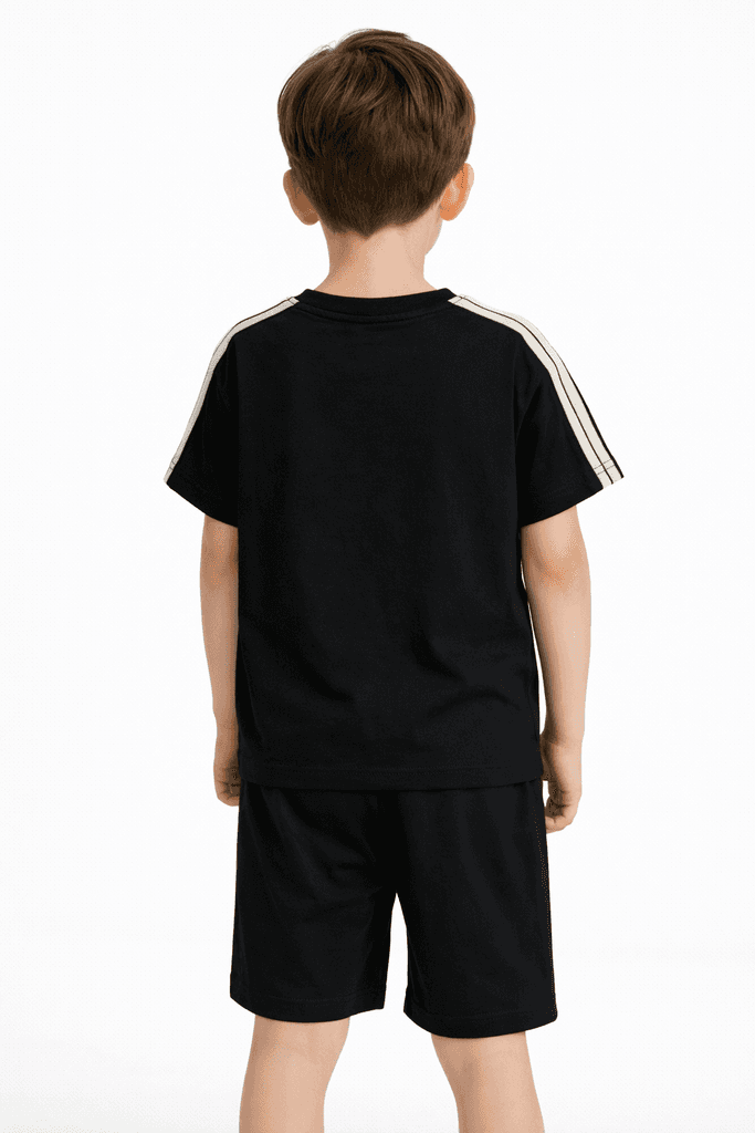 Ruhat Boys Cotton Top & Shorts Set - Black (7 Years) 2