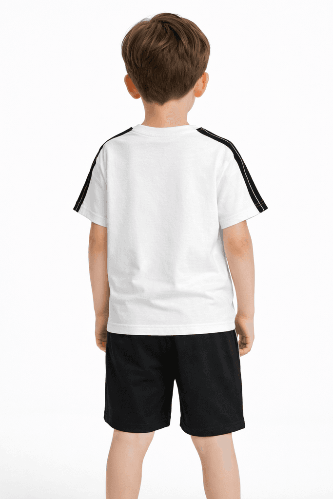 Ruhat Boys Cotton Top & Shorts Set - White (7 Years) 2