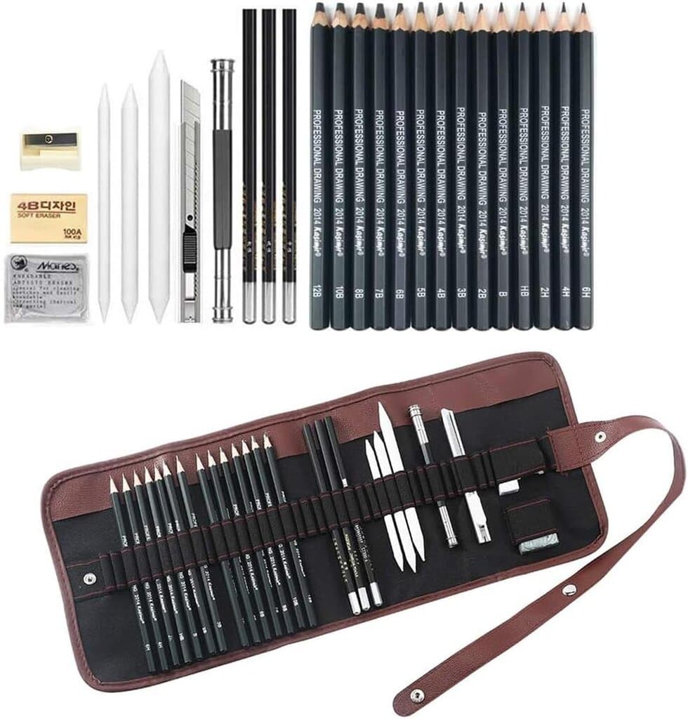 24-Piece Graphite And Charcoal Drawing Pencil Set