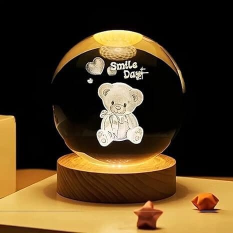 8cm LED Crystal Lamp - Bear Shape