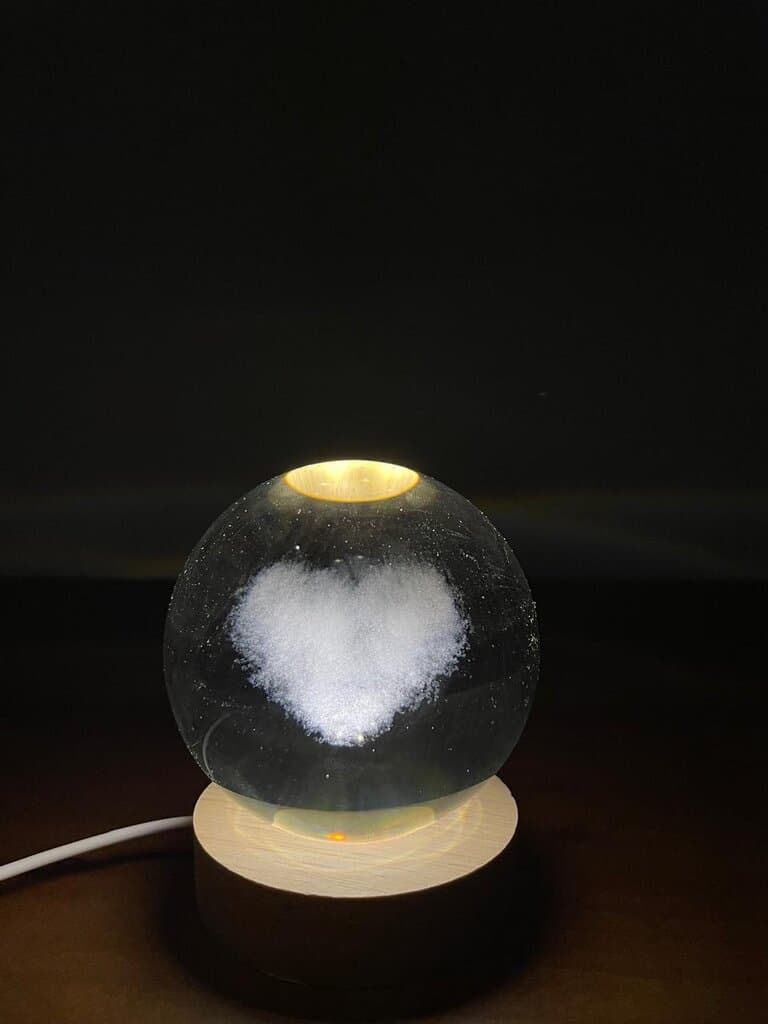 12cm LED Crystal Lamp - Heart Shape