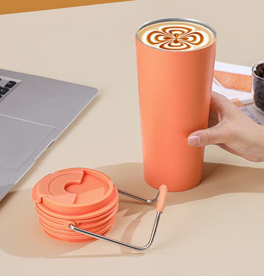 Coffee Vacuum Flask 600ml (Light Orange)