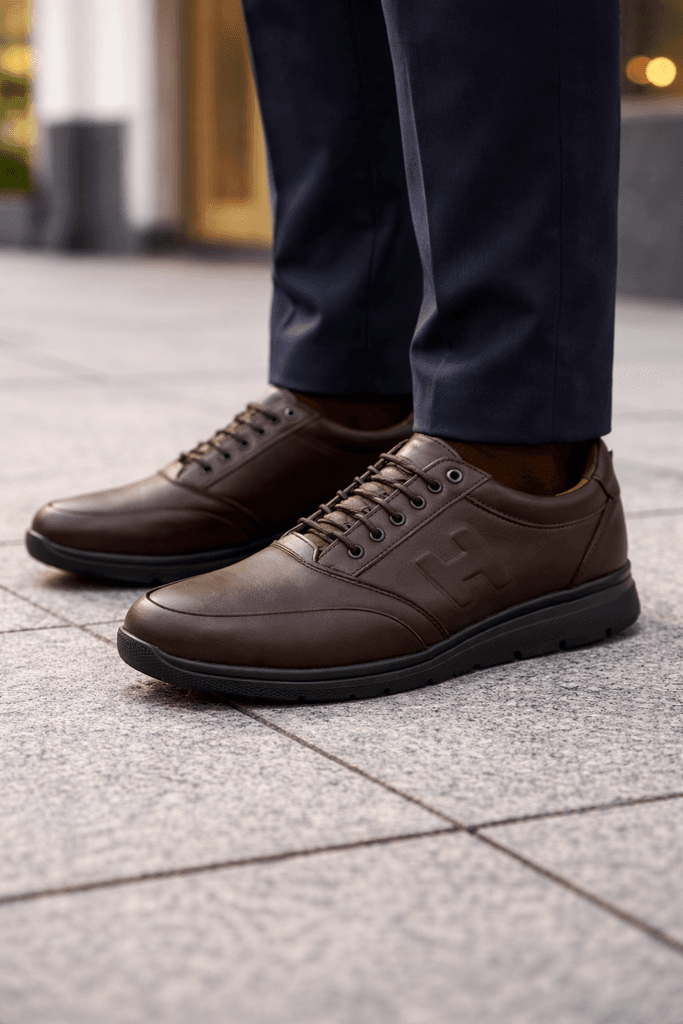 Men's Leather Shoes - Dark Brown (44) 2